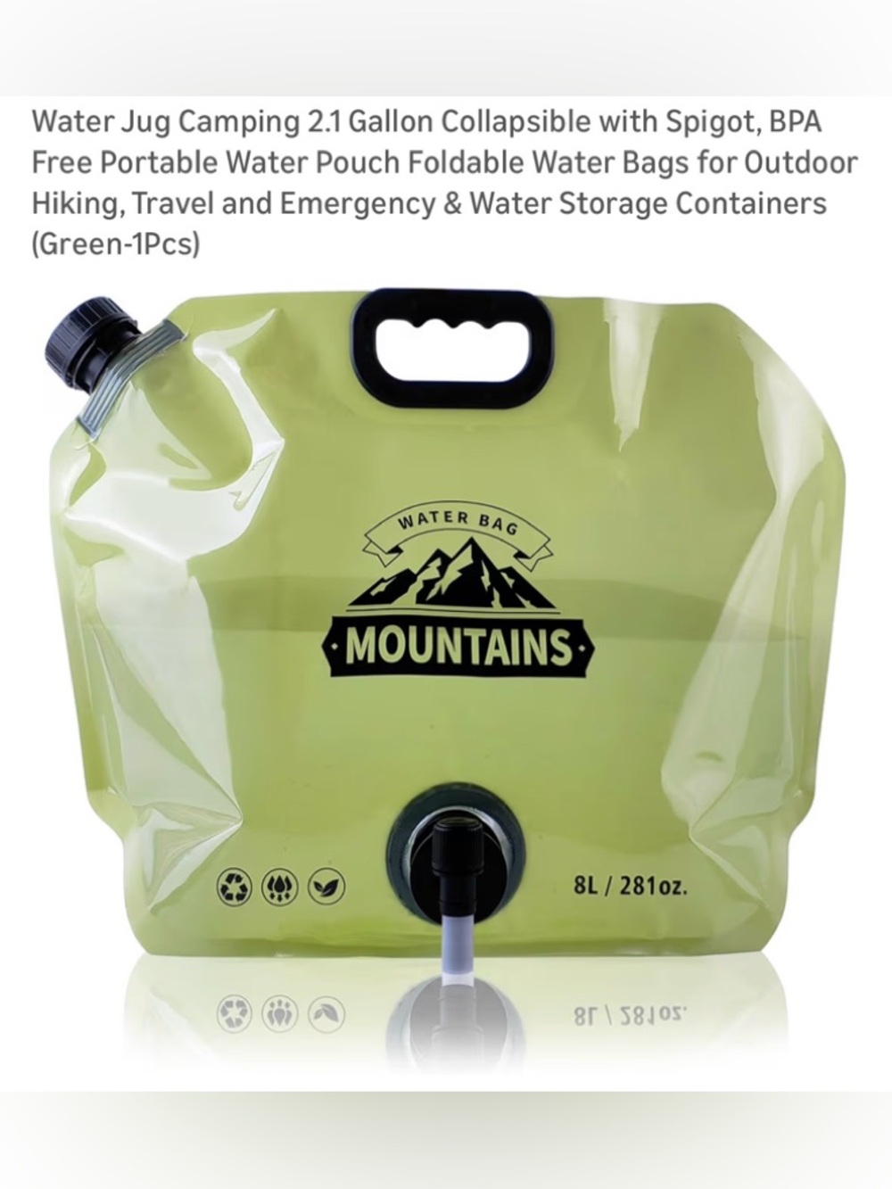 **free with purchase!** Collapsible Camping Water Bag 2.1 Gallon